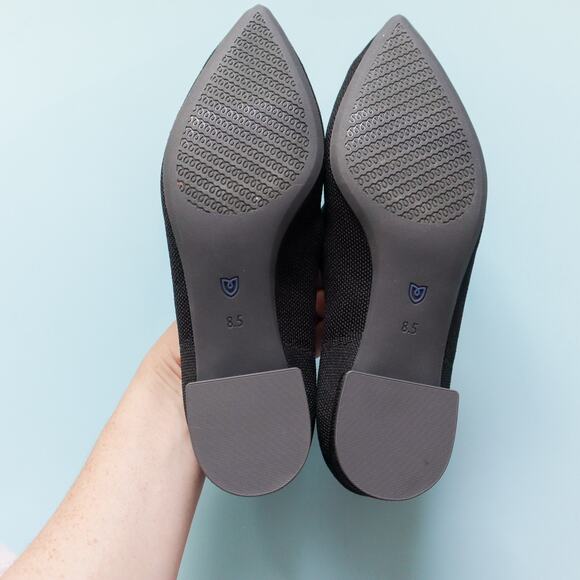 Rothys High Point Black Pointed Toe Comfort Woven Knit Heels Size 8.5 - Picture 4 of 8